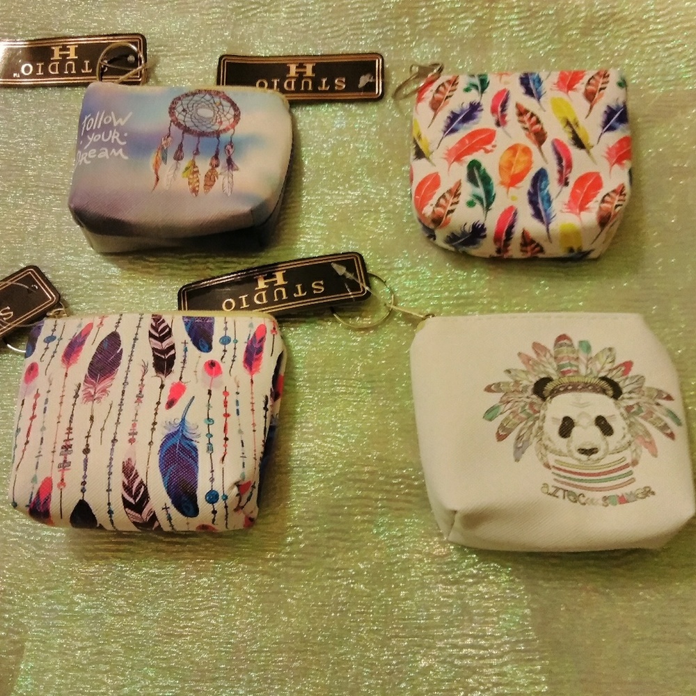 4 Dream catcher and feathers Coin purse bundle